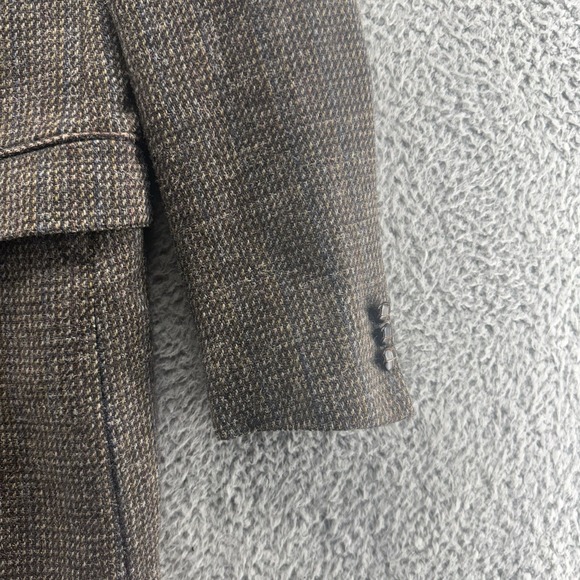 VINTAGE‎ Tweed Jacket Mens 42L Brown Herringbone Wool 2 Button Sport Coat Retro - Picture 5 of 16